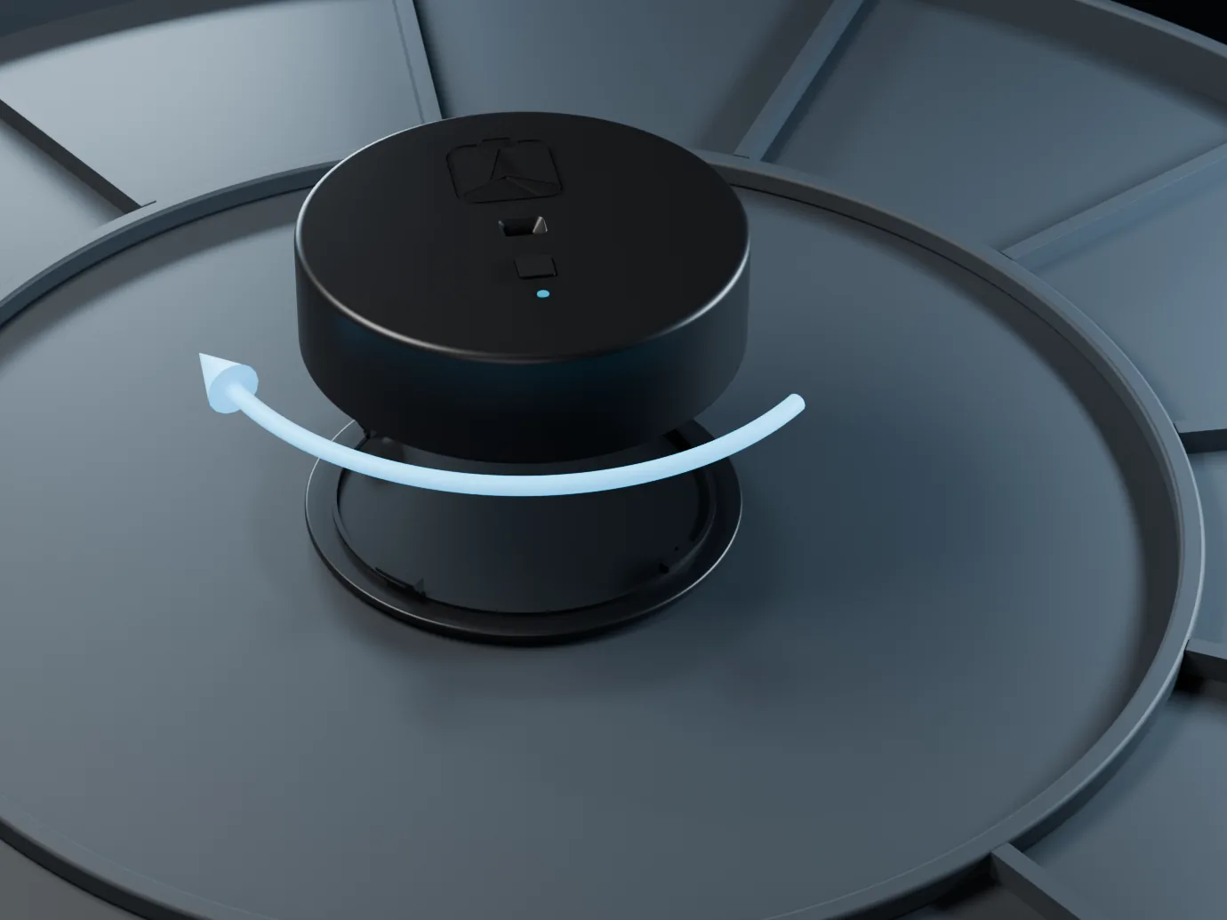 The SaltMate monitor twisting clockwise onto its plate